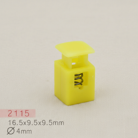 Baycar 2115 Kare Sarı Stoper, 16,5 × 9,5 × 9,5 mm, Ø 4 mm kordon geçişi
