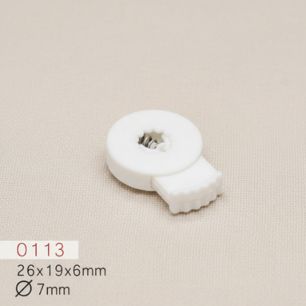 Baycar 0113 Disk Formlu Beyaz Stoper, 26 × 19 × 6 mm, Ø 7 mm kordon geçişi