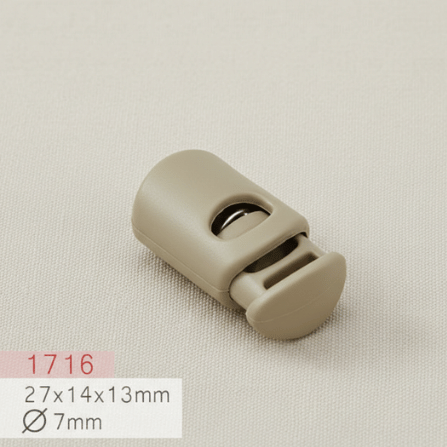 Baycar 1716 Geniş Gövdeli Bej Stoper, 27 × 14 × 13 mm, Ø 7 mm kordon geçişi