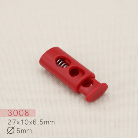 Baycar 3008 İnce Yassı Kırmızı Stoper, 27 × 10 × 6,5 mm, Ø 6 mm kordon geçişi