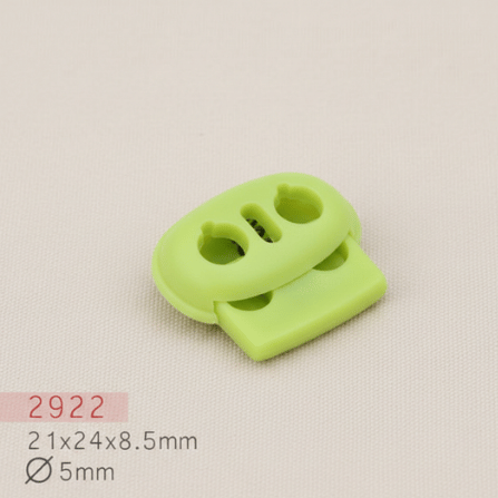 Baycar 2922 Oval Yeşil Stoper, 21 × 24 × 8,5 mm, Ø 5 mm kordon geçişi
