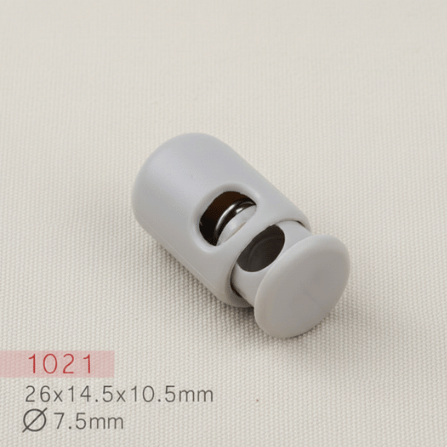 Baycar 1021 Silindirik Beyaz Stoper, 26 × 14,5 × 10,5 mm, Ø 7,5 mm kordon geçişi