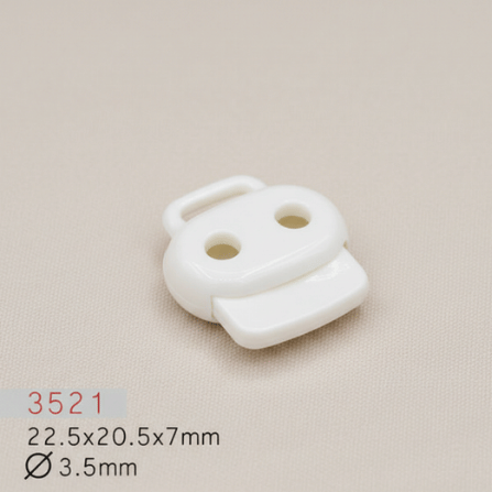 Baycar 3521 Mini Köprülü Beyaz Stoper, 22,5 × 20,5 × 7 mm, Ø 3,5 mm kordon geçişi