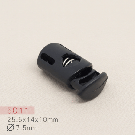 Baycar 5011 Yassı Oval Siyah Stoper, 25,5 × 14 × 10 mm, Ø 7,5 mm kordon geçişi
